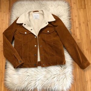 Y2K Empyre Corduroy Sherpa Lined Snap Buttons Tan Brown Jacket size M
